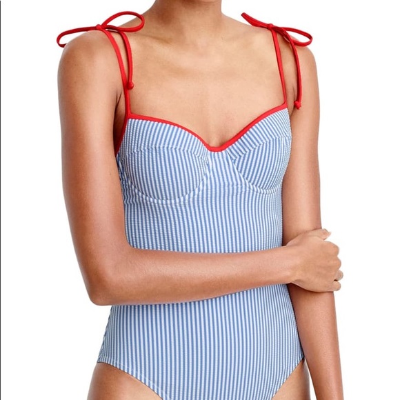 J. Crew Other - NWT J Crew seersucker stripe swimsuit size 0